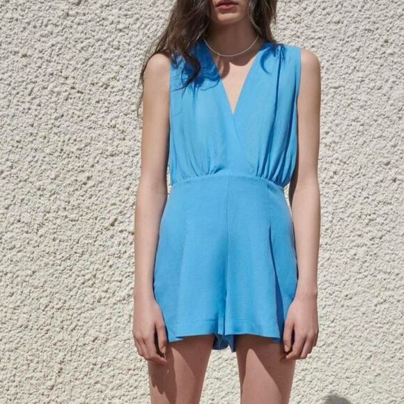 Zara Linen Blend Short Jumpsuit Romper - Picture 1 of 8